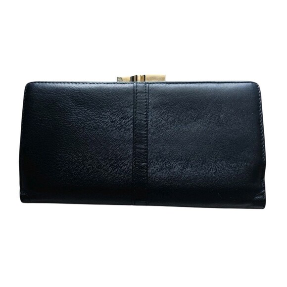 Vintage 1950s LODIS Womens Ultra Soft Black Leather Kisslock Wallet Clutch Spain - Picture 2 of 7